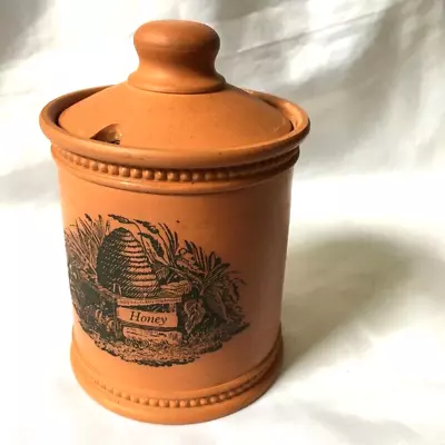 Buy Fulham Pottery Honey Jar With Lid, Made In England 12 Cm Tall Terracotta VINTAGE • 10£