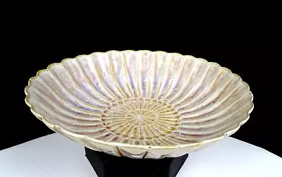 Buy Studio Art Pottery Flambe Glaze Fluted Scalloped Rim 6 7/8  Decorative Bowl • 58.22£