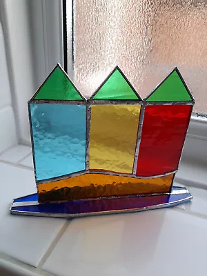 Buy Stained Glass Beach Hut Suncatcher - Free Standing. • 18.80£