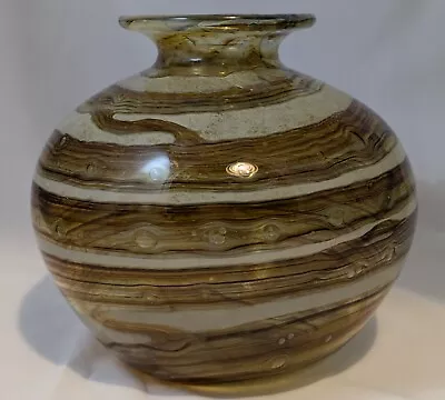 Buy Isle Of Wight Studio Glass Large 7 Inch Globe Vase 1970s Brown And Ochre • 79.99£