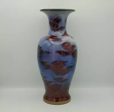 Buy Chinese Jun Kiln Ware Flambe Vase 13  Blue Glaze Purple Crimson Ox Blood Marked • 521.69£