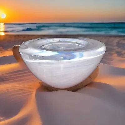 Buy Kosta Boda ATOLL Art Glass White Swirl 4 1/2  Votive Tea Light Vase Anna Ehrner • 41.84£
