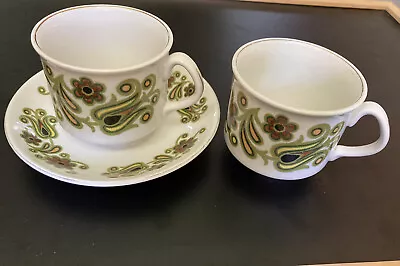 Buy Vintage Fiesta Ridgway Ironstone Cup & Saucer Green Retro 1970s (s7) • 10.70£