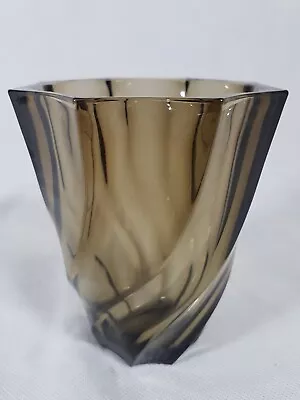 Buy Luminarc Vase French Vintage Art Deco Style  Swirl Smoked Glass Rare Prop • 13.85£