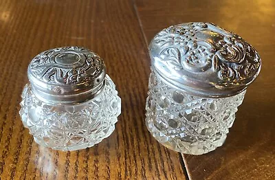 Buy Antique Hallmarked Silver & Cut Glass Dressing Table Jars X2 • 39.95£