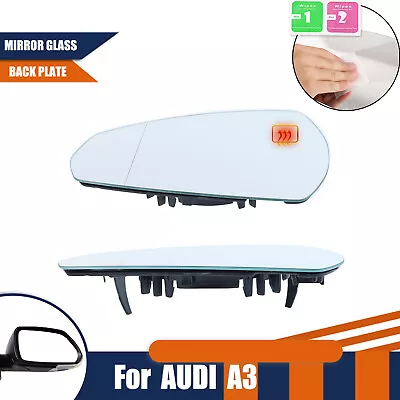 Buy Rearview Mirror Glass Heated For AUDI A3 2013 2014-2020 Left Passenger Side N/S • 8.44£