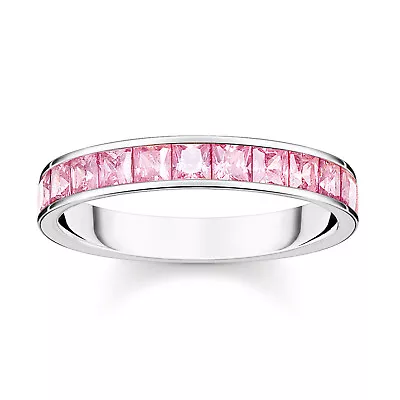Buy Thomas Sabo Jewelry Band Ring For Ladies Pink Stones TR2358-051-9 • 87.54£