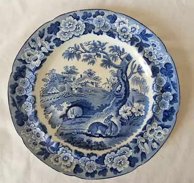 Buy Charming English Blue And White Plate, Circa Early-mid 19th Century. Rabbits • 90£