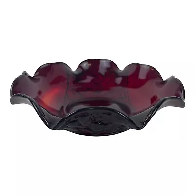 Buy Vintage Ruby Red Glass Bowl Fruit Banana Grape Cadmium UV Reactive Glows • 20.46£