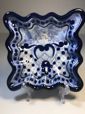 Buy Mexican Pottery Trinket Dish, Cobalt Blues And White, Signed Hernandez • 9.32£