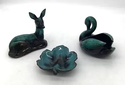 Buy Blue Mountain Pottery Set Swan Deer & Leaf Trinket Bowl Made In Canada Preloved • 12.50£