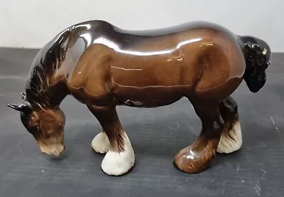 Buy Beswick Grazing Shire Horse In Brown Gloss Model 1050 • 49.99£