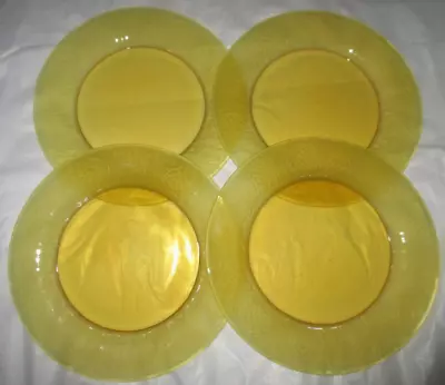 Buy 4 Vintage Yellow Acanthus Rim Frosted Glass 23cm 9”  Buffet Dinner Plates • 19.99£