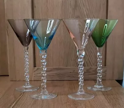 Buy Vintage Liquor - Wine Glasses, 17 Cm Tall  Multicolor, Set Of 4, Twisted Steem • 9.99£