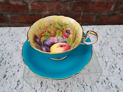 Buy Aynsley Orchard Gold Turquoise Cup And Saucer *Cup Cracked* • 20£