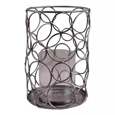 Buy Candle Holder Large Metal Silver Abstract Iron Glass Candle Stylish Home Decor • 14.50£