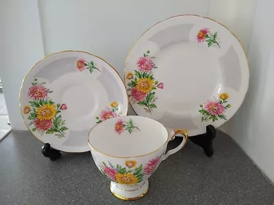 Buy Vintage Royal Tuscan Bone China Trio Cup Saucer Plate November Birthday Flowers • 16£