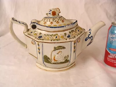 Buy Antique 19C Prattware Pottery Putti & Woman Teapot • 238.07£