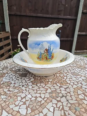 Buy Large Antique Wash Jug And Bowl Falcon Ware Genuine Antique 1920s Cottage • 29.99£