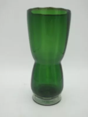 Buy Scandinavian, Finnish. Vertical Optic Ribbing Green Cased Waisted Vase. • 40£