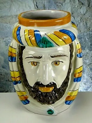 Buy Large 9  Vintage Sicilian Italian Caltagirone Art Pottery Man Head Vase Signed • 163.08£
