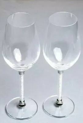 Buy Pair Of Wine Glass Crystal Cut Swarovski Element Wedding Present & Gift Box _UK • 29.99£
