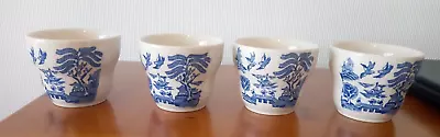 Buy 4 X VINTAGE WILLOW PATTERN SIPPER CUPS (NO HANDLES). V G COND. CHARITY SALE • 10£