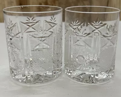 Buy 2 Antique American Brilliant Cut Glass Crystal Drinking Beverage Tumblers 4” • 42£