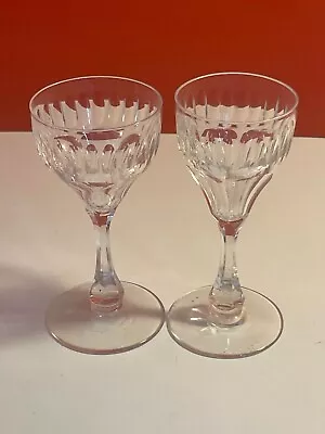 Buy Late Victorian Cut Lens Sherry Glasses, Set Of 2, Vintage, Drinkware • 17.99£