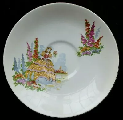 Buy Vintage Burlington Ware 5.75  Saucer. Georgian Lady Foxgloves / Flowers. Plate • 3.99£