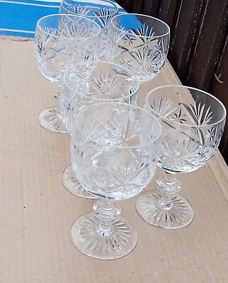 Buy Set Of 6 Royal Doulton Sherry Rochelle Pattern Crystal Cordial Glasses - 13cm • 17£