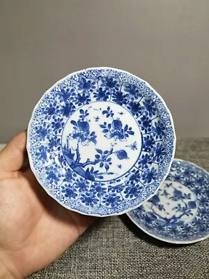 Buy Qing Dynasty Kangxi (Guaranteed) Blue And White Flower Pattern Plates (Pair) • 100£