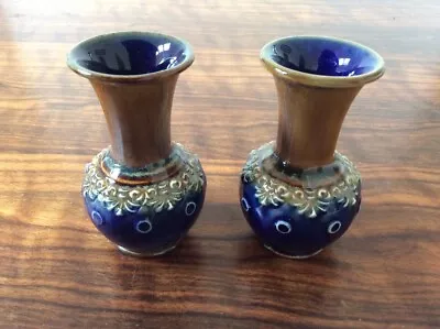 Buy Doulton Lambeth Pair Of Miniature Vases Shape 8497 In Vgc • 45£