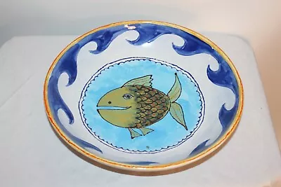 Buy Original Ani Slevin Signed Nautical Theme Pottery Serving Bowl Fish Ocean • 65.23£