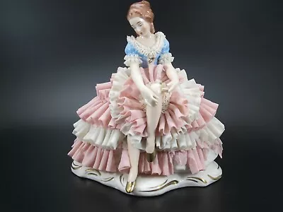 Buy Dresden Volksted  BALLERINA Lace Porcelain Germany  Pink And Blue  7  • 80.01£