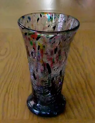 Buy Murano Multi Coloured Crackle Glass Splatter Vase • 19.95£