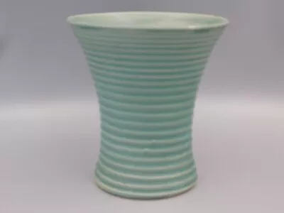 Buy LARGE VINTAGE 7 1/2 , 19cm LOVATTS STONEWARE GREEN RIBBED VASE. • 17.99£