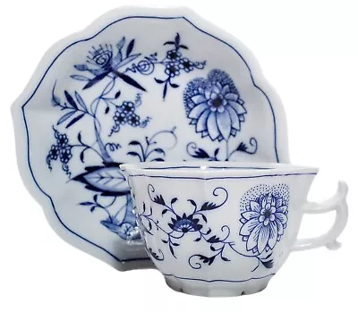 Buy MEISSEN Germany Antique Blue Onion White Porcelain Cup & Saucer • 88.52£