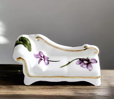 Buy Vintage Ornament  Of Hammersley Violets Bone China Minature Chaise Longue  • 7.50£