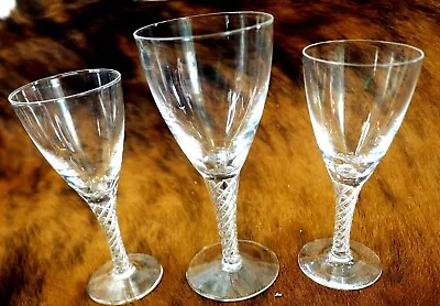 Buy 3 Three Stuart Crystal Art Glass Stems  In The Ariel Twist Pattern • 116.49£