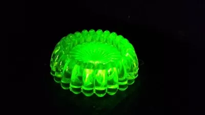 Buy Vintage Vaseline Uranium Glass Open Salt Cellar Round 3.5  X 1.0  Glows In UV. • 19.99£