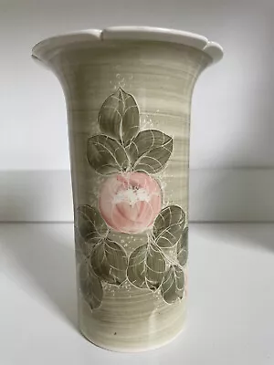 Buy Vintage Jersey Pottery Vase 16cms Tall Green/pink Rose Floral Design Rare • 16.99£