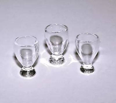 Buy Dolls House 1/12 Scale Miniature Handmade 3 Drinking Glass/ Vase On Base 7618 • 2.50£