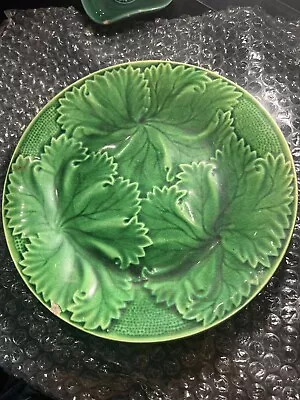 Buy Antique Majolica Pottery Leaf Vine Cabbage Green Plate Circa 1850 Sml Chip 7.8” • 6.99£