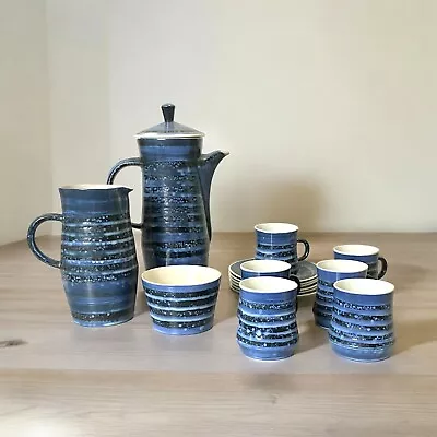 Buy Vintage Coffee Pot Set - Rye Studio Art Pottery Blue X15 Pcs • 9.99£