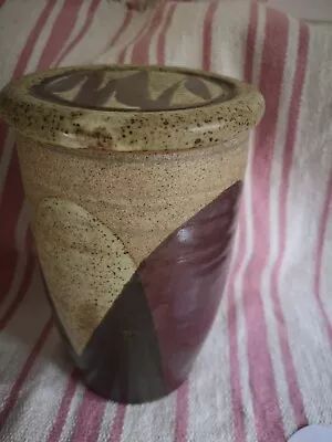 Buy Vintage 70s Studio Pottery Stoneware Tall Lidded Cannister • 22£