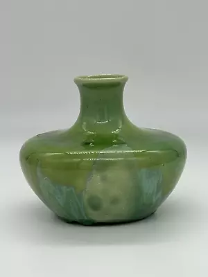 Buy Melrose Australian Pottery Squat Vase W Rare Glossy Green Drip Glaze, Collectors • 109.93£