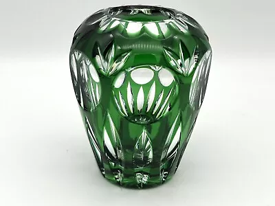 Buy Nice Vintage Emerald Green Hand Cut 4” Bavarian Crystal Vase Nachtmann Germany • 62.44£