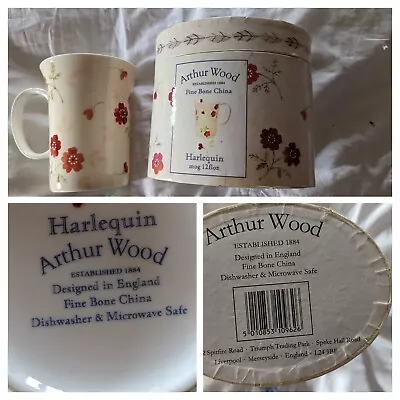 Buy Arthur Wood Mug Fine Bone China Harlequin Cream Mix Floral Original Box 12 Fl Oz • 9.99£