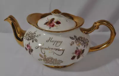 Buy Vintage Price Kensington Pottery Anniversary Teapot Floral Gold Made In England • 16.77£